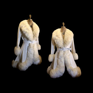 60’s 70’s  Coat Shearling Wool White Cream Princess Shearling Afghan Russian Princess