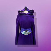 Load image into Gallery viewer, 60’s 70’s Wool Royal Purple Cape Full Length Wool Hooded Cape