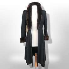 Load image into Gallery viewer, 50’s 60’s Vintage Wool Gray Princess Coat with Sheared Beaver Collar and Cuffs