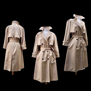 70’s 80’s Vintage Spy Coat Trench in Camel with Leather Detail