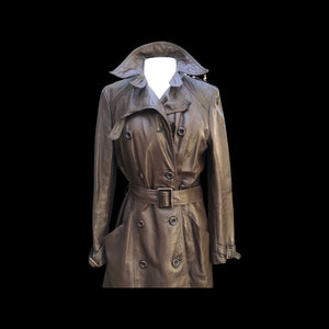 70’s Leather Trench Spy Brown Coat