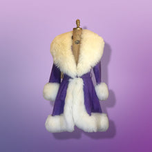 Load image into Gallery viewer, Lilli Ann Purple Suede and Massive Shearling Coat Penny Lane Almost Famous Afghan Curly Lamb  Princess Cut Fit and Flare Hippie Chic Modo