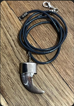 Load image into Gallery viewer, Wolf Claw Necklace on 23” Leather Cord