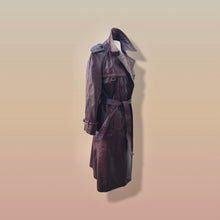 Load image into Gallery viewer, 70s Coat Bergundy Oxblood Leather Trench Spy