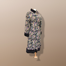 Load image into Gallery viewer, Vintage Tapestry and Carpet Coat Fur Trim with Matching Muff Purse Floral Victorian Inspired Boho