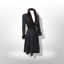 Load image into Gallery viewer, 50’s 60’s Vintage Wool Gray Princess Coat with Sheared Beaver Collar and Cuffs