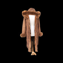 Load image into Gallery viewer, Suede Hooded Fox Fur Trim Coat