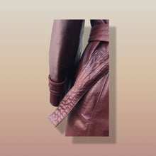 Load image into Gallery viewer, 70s Coat Bergundy Oxblood Leather Trench Spy