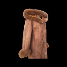 Load image into Gallery viewer, Suede Hooded Fox Fur Trim Coat