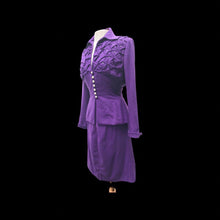Load image into Gallery viewer, 40’s LIlli Ann Documented Vintage Purple Suit Mint Rhinestone Purple Fit and Flared Two Piece Set Cashmere and Crystals