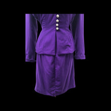 Load image into Gallery viewer, 40’s LIlli Ann Documented Vintage Purple Suit Mint Rhinestone Purple Fit and Flared Two Piece Set Cashmere and Crystals