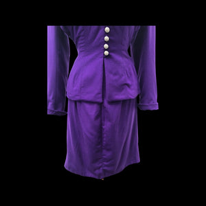 40’s LIlli Ann Documented Vintage Purple Suit Mint Rhinestone Purple Fit and Flared Two Piece Set Cashmere and Crystals