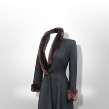 Load image into Gallery viewer, 50’s 60’s Vintage Wool Gray Princess Coat with Sheared Beaver Collar and Cuffs