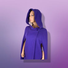 Load image into Gallery viewer, 60’s 70’s Wool Royal Purple Cape Full Length Wool Hooded Cape