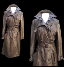 Load image into Gallery viewer, 70’s Leather Trench Spy Brown Coat