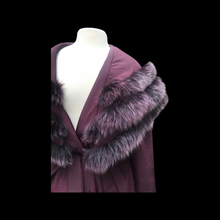Load image into Gallery viewer, Light Waterproof Canadian Purple Coat with Ombré Purple Fox Fur and Hood