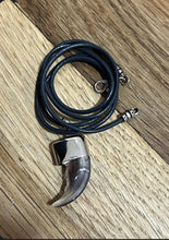 Load image into Gallery viewer, Wolf Claw Necklace on 23” Leather Cord