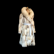 Load image into Gallery viewer, Women's Vintage Fur Coat- 70s Fur Patchwork Mink, Leather, Fox Fur Nature's Colors Mosaic Princess Ultra Warm Coat Long Rare