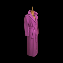 Load image into Gallery viewer, Vintage Women's Coat Pink Purple Full Length 90s 70s Cashmere Removeable Fur Collar Career Evening Out Pink Purple