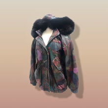 Load image into Gallery viewer, Patchwork Leather Bomber with Hood Trimmed with Fox Fur Bomber