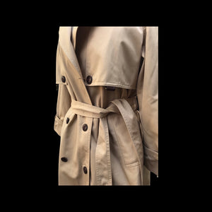 70’s 80’s Vintage Spy Coat Trench in Camel with Leather Detail