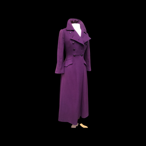 60’s Purple coat full length wool military double breasted