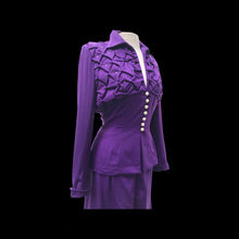 Load image into Gallery viewer, 40’s LIlli Ann Documented Vintage Purple Suit Mint Rhinestone Purple Fit and Flared Two Piece Set Cashmere and Crystals