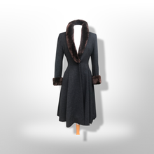 Load image into Gallery viewer, 50’s 60’s Vintage Wool Gray Princess Coat with Sheared Beaver Collar and Cuffs