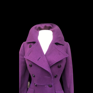 60’s Purple coat full length wool military double breasted