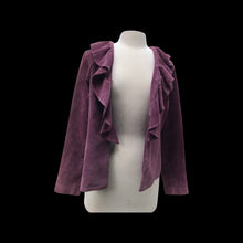 Load image into Gallery viewer, Suede Purple Shirt Jacket Ruffled Collar