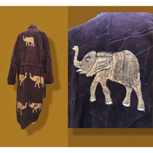 Load image into Gallery viewer, Suede Oversized Embroidered Elephant Coat Robe