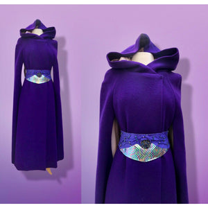 60’s 70’s Wool Royal Purple Cape Full Length Wool Hooded Cape