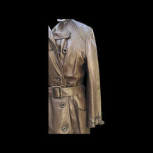 Load image into Gallery viewer, 70’s Leather Trench Spy Brown Coat