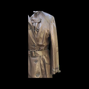 70’s Leather Trench Spy Brown Coat