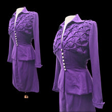 Load image into Gallery viewer, 40’s LIlli Ann Documented Vintage Purple Suit Mint Rhinestone Purple Fit and Flared Two Piece Set Cashmere and Crystals