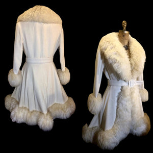 60’s 70’s  Coat Shearling Wool White Cream Princess Shearling Afghan Russian Princess