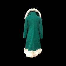 Load image into Gallery viewer, 60’s Green Wool Mod Princess  Coat with Norwegian Silver Fox Fur Collar