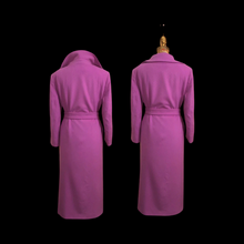 Load image into Gallery viewer, Vintage Women's Coat Pink Purple Full Length 90s 70s Cashmere Removeable Fur Collar Career Evening Out Pink Purple