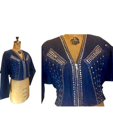 Load image into Gallery viewer, 80’s Glam Denim Studded Jeweled Jacket Made in Paris