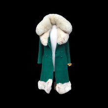 Load image into Gallery viewer, 60’s Green Wool Mod Princess  Coat with Norwegian Silver Fox Fur Collar