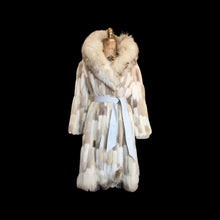 Load image into Gallery viewer, Women's Vintage Fur Coat- 70s Fur Patchwork Mink, Leather, Fox Fur Nature's Colors Mosaic Princess Ultra Warm Coat Long Rare