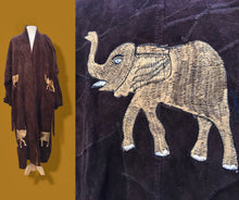 Load image into Gallery viewer, Suede Oversized Embroidered Elephant Coat Robe