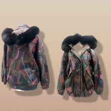 Load image into Gallery viewer, Patchwork Leather Bomber with Hood Trimmed with Fox Fur Bomber