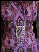 Load image into Gallery viewer, 60’s Vintage Women&#39;s Coat 70s Purple Tapestry Carpet Mosaic Needlepoint Purple Shearling Coat Groovy Haight Ashbury Boho Chic Hippy Princess