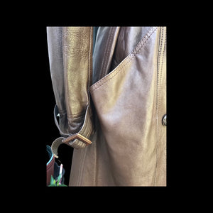 70’s Leather Trench Spy Brown Coat