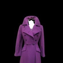 Load image into Gallery viewer, 60’s Purple coat full length wool military double breasted