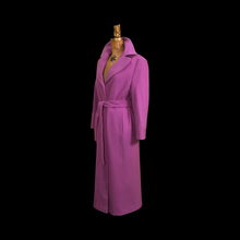 Load image into Gallery viewer, Vintage Women's Coat Pink Purple Full Length 90s 70s Cashmere Removeable Fur Collar Career Evening Out Pink Purple