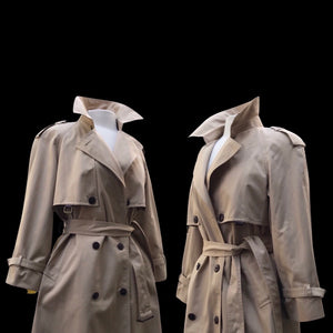 70’s 80’s Vintage Spy Coat Trench in Camel with Leather Detail