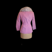 Load image into Gallery viewer, Rare Pink 70's Suede Vintage Women's Coat Jacket Shearling Fit Flare Princess Hippy Boho Penny Lane bubblegum Pink Pinup