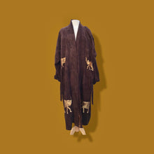 Load image into Gallery viewer, Suede Oversized Embroidered Elephant Coat Robe
